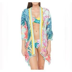 Trina Turk Terra Nostra Tassle Swim Coverup/Kimono- One Size